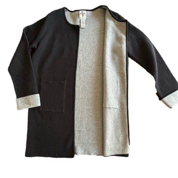 Rain + Rose Wool blend open drape cardigan black and grey size M - Picture 3 of 15